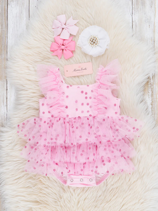 Pink Sparkle Dots Cupcake Tulle Bubble