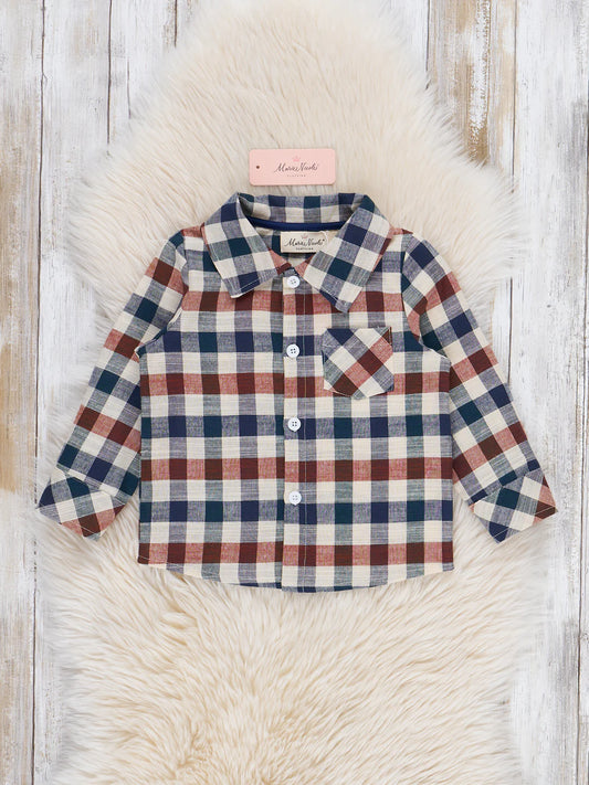 Fall Vintage Plaid Button-Up