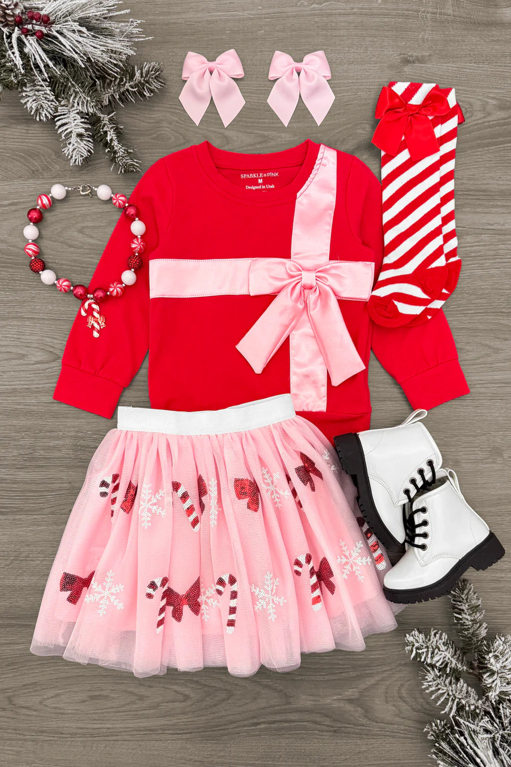 Pink Christmas Tutu Skirt Set