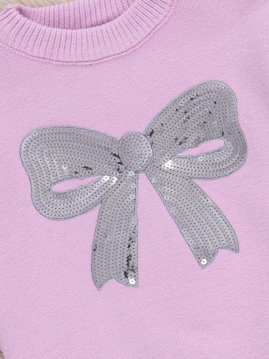 Sequin Ribbon Sweater - Purple