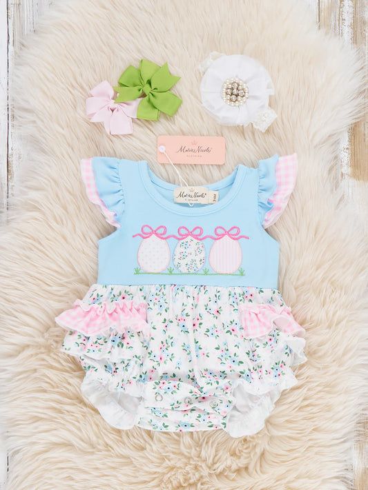 Ribbons & Eggs Garden Embroidered Ruffle Bubble