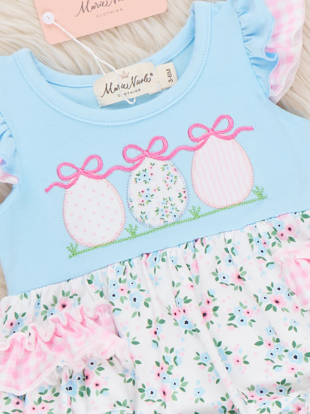 Ribbons & Eggs Garden Embroidered Ruffle Bubble