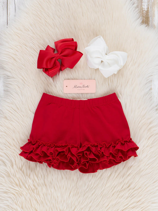 Ruffle Hem Cotton SHORTS Ruby Red