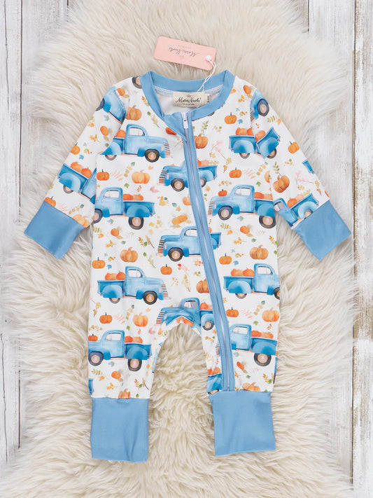 Rustic Blue Pumpkin Trucks Sleeper PJs