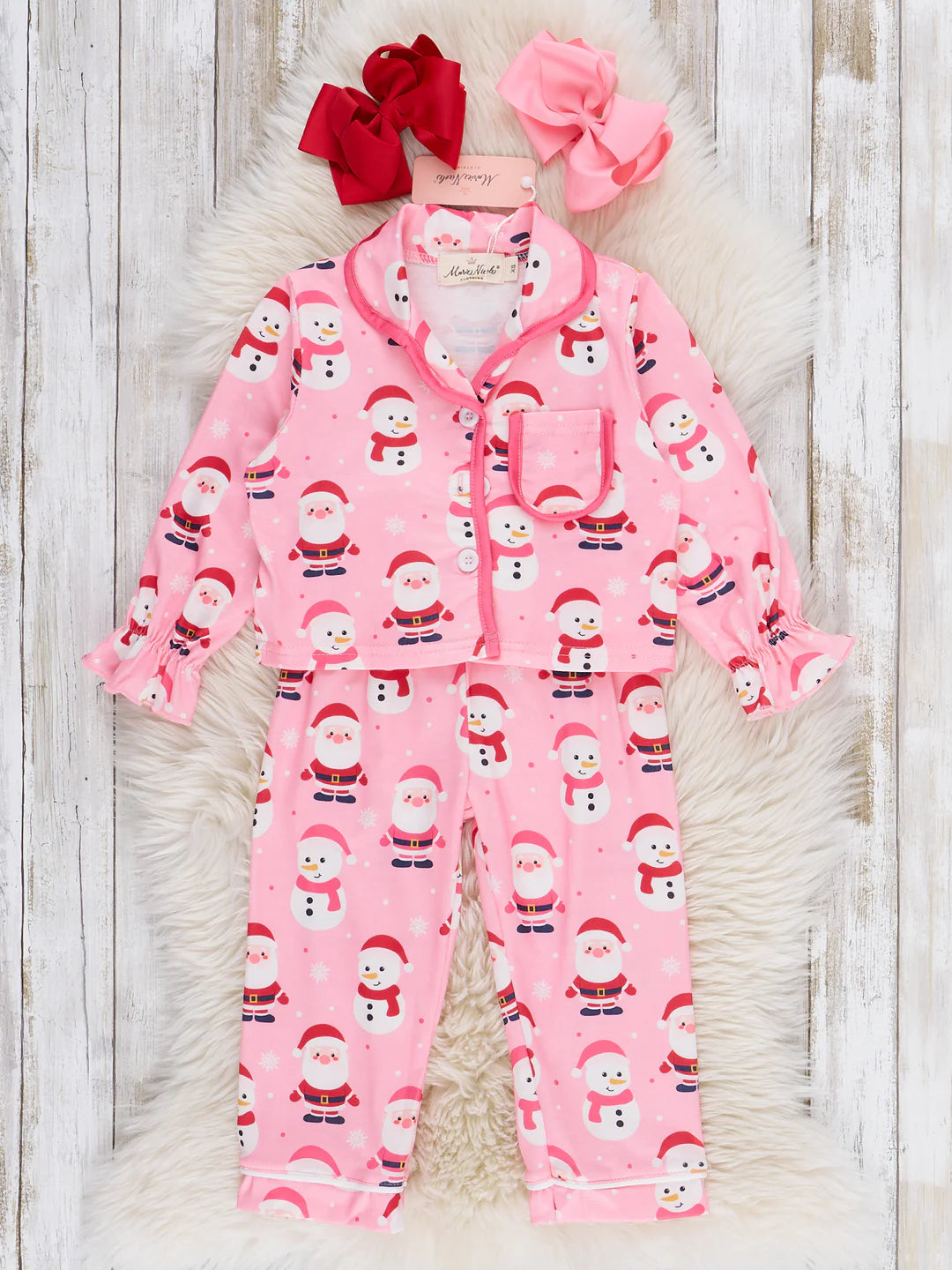 Santas & Snowmen Cropped Ruffle Pajamas