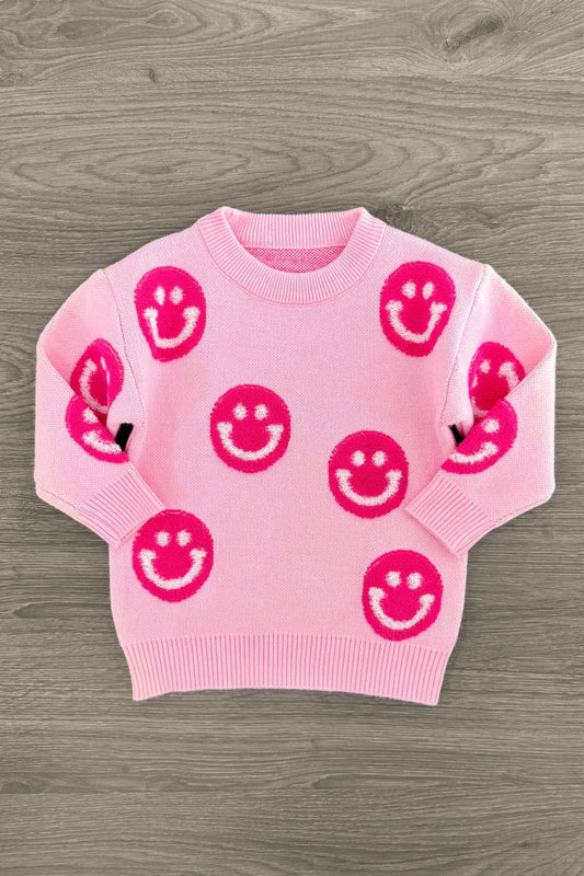 Pink Smiley Face Sweater