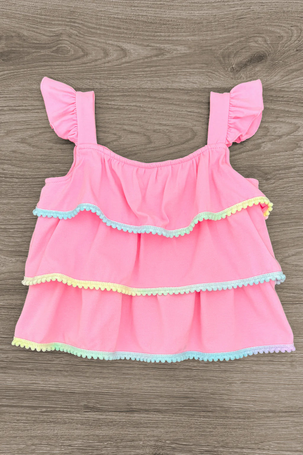 Pink PomPom Gemstone Denim Short Set