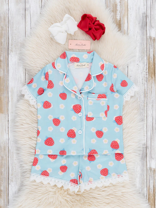 Strawberry Lace Ruffle Pajamas