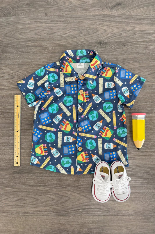 School Supply Star Button Down Shirt