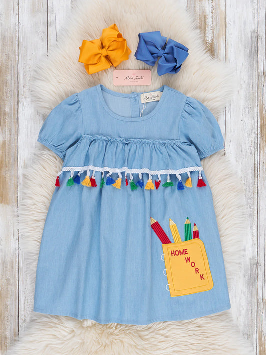 Tassel Colors Chambray Dress