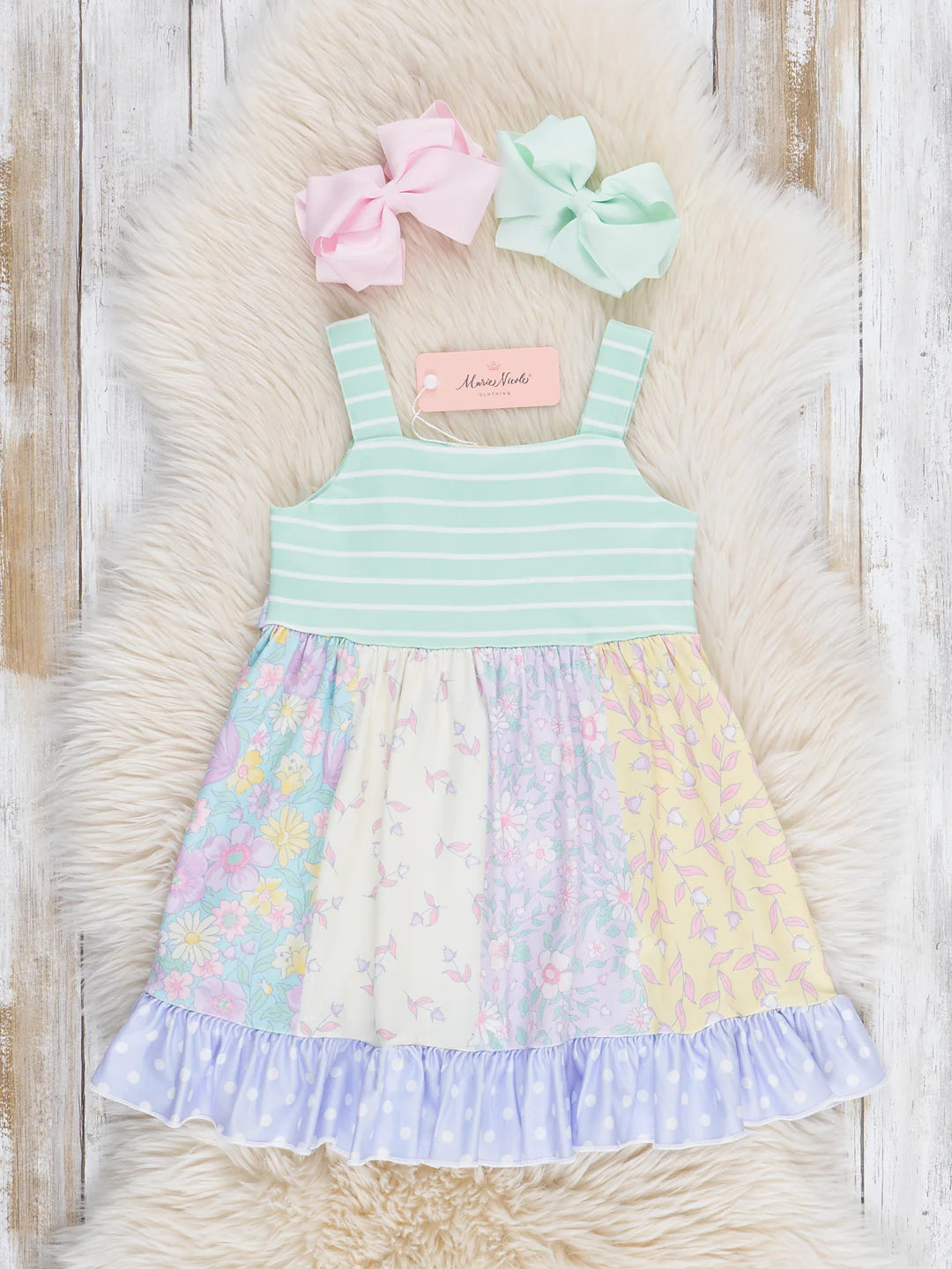 Pastel Buds & Blooms Ruffle Tie Dress