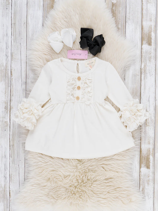 Cotton Icing Ruffle Tunic Top - White
