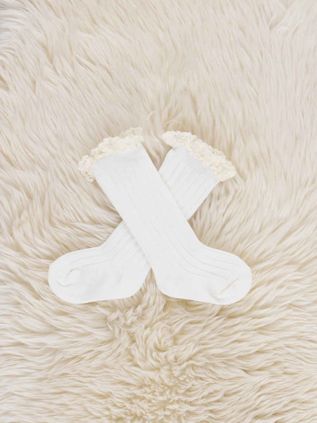 Lace Trim Knee Socks - Red, Green and White