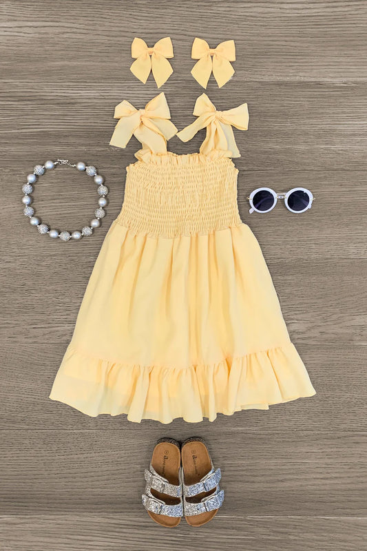 Pastel Tie Shoulder Dress YELLOW