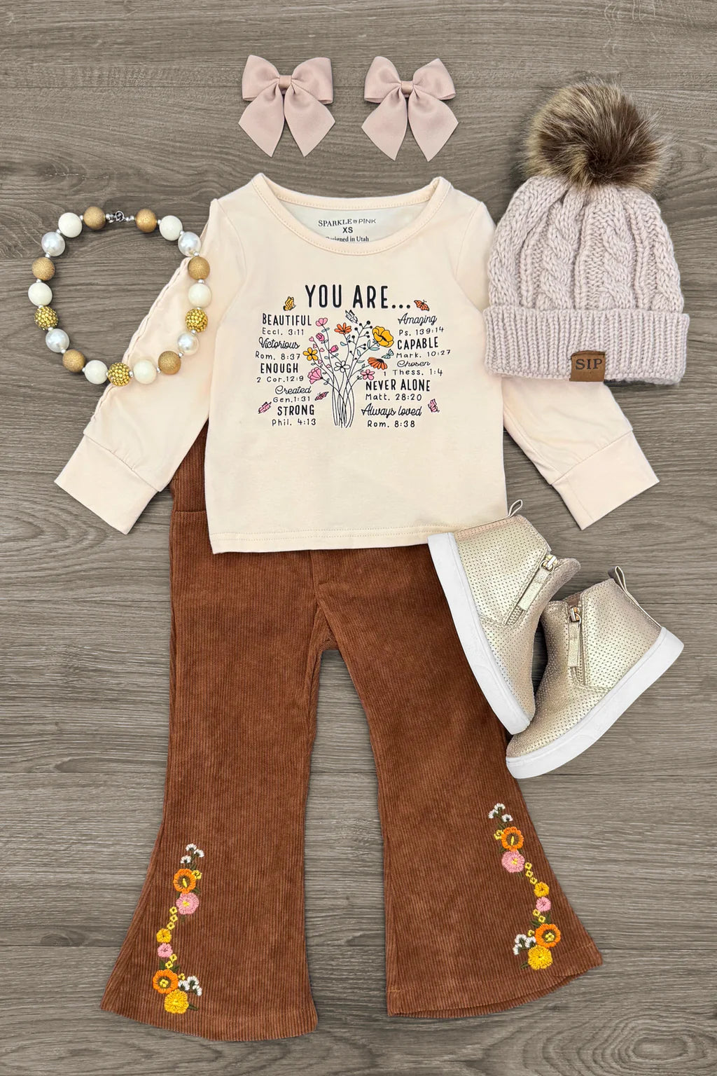 "You Are..." Brown Corduroy Flare Set